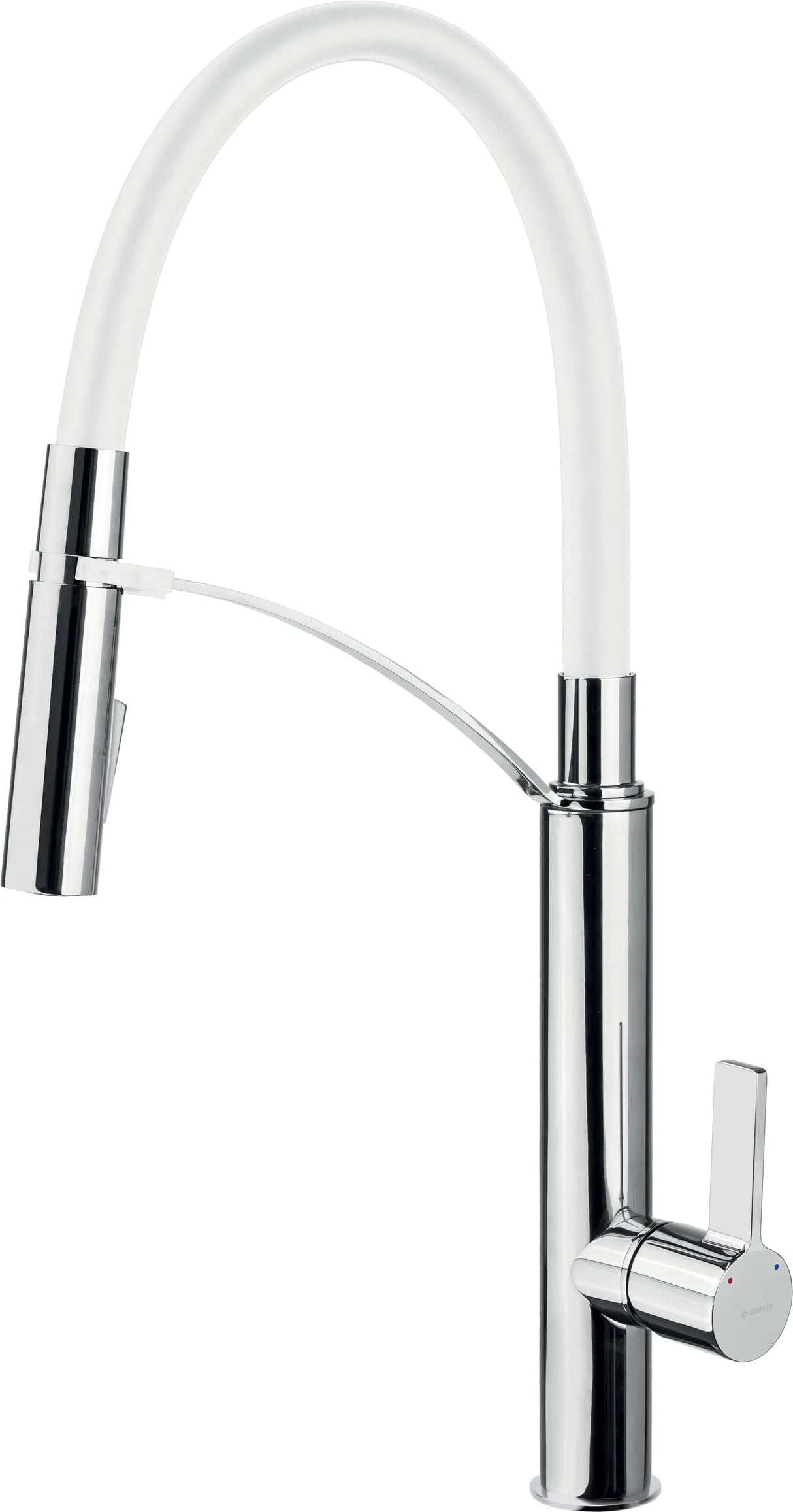 Deante BGB_W720 Kitchen Tap, with Elastic Spout - 2 Stream Types (White and Crome)