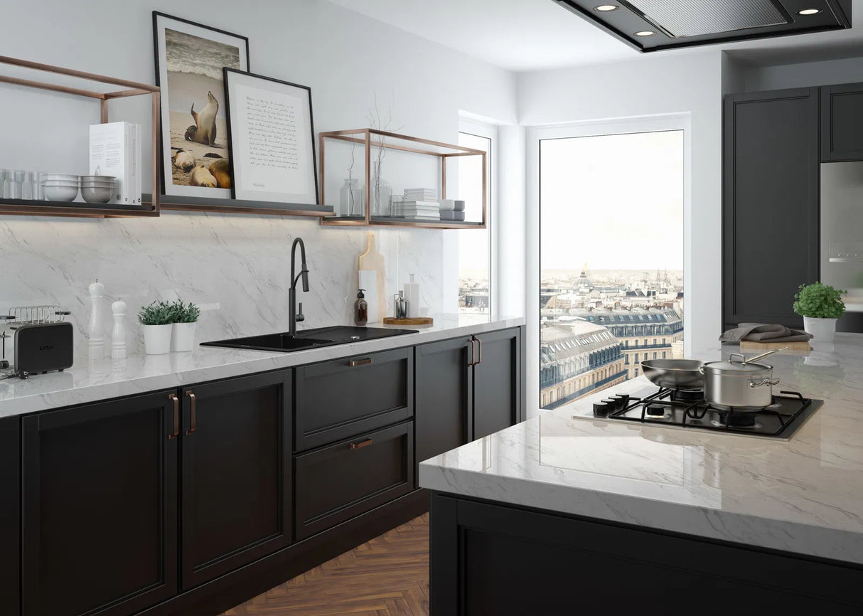 Deante ZQE_N713 Eridan Inset Granite Sink, 1-Bowl with Drainer (Nero)