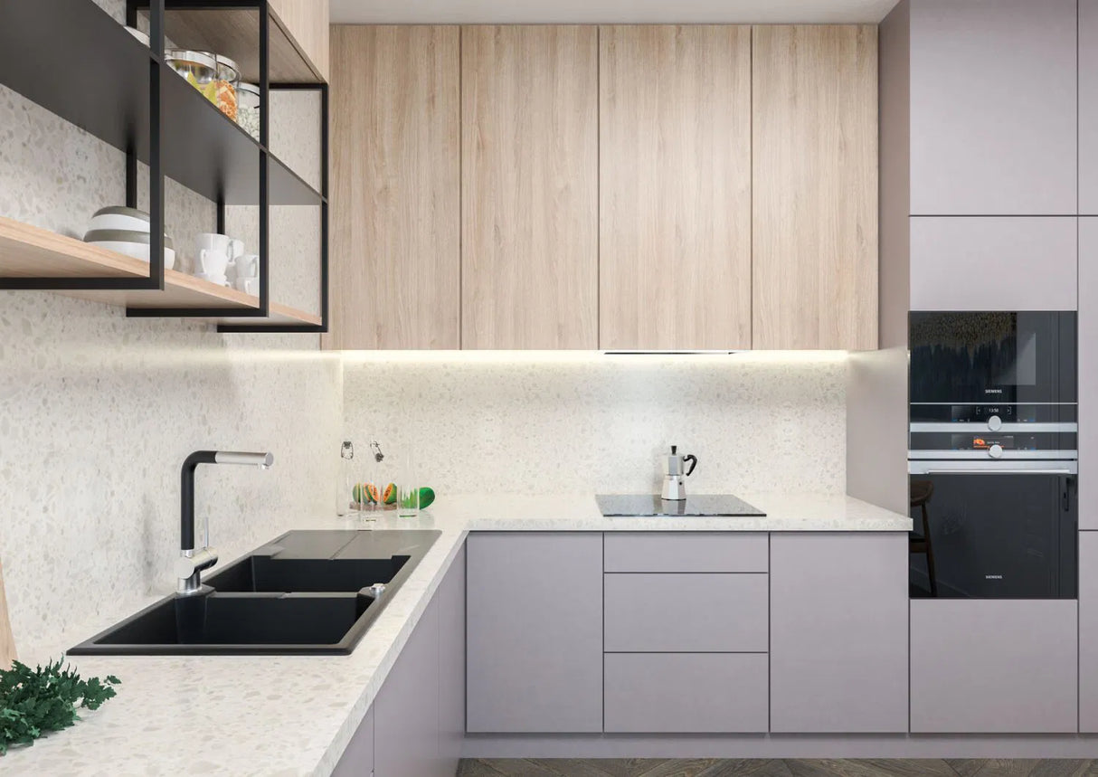 Deante ZQN_N213 Andante Inset Granite Sink, 2-Bowl with Drainer (Nero)