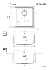 Deante ZPE_010B Egeria Overmount or Undermount Sink, 1-Bowl (Brushed Steel)