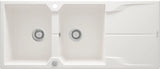 Deante ZQN_A213 Andante Inset Granite Sink, 2-bowl with Drainer (White)