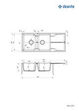 Deante ZQN_A213 Andante Inset Granite Sink, 2-bowl with Drainer (White)